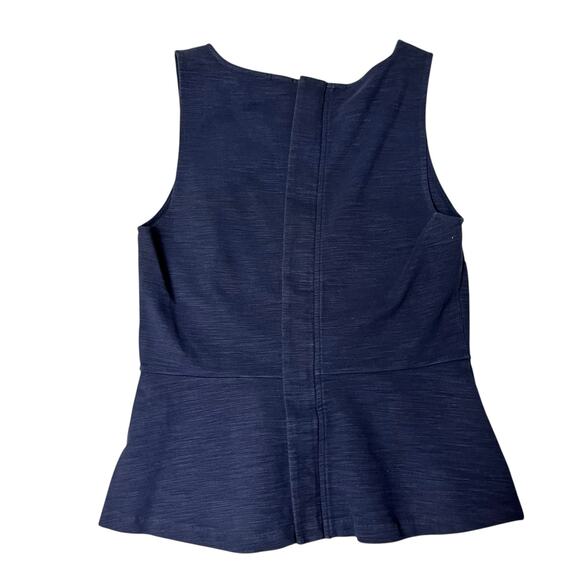 J. Crew Sleeveless Peplum Top Navy Blue Cotton Hidden Zipper S (2783) - Picture 5 of 7
